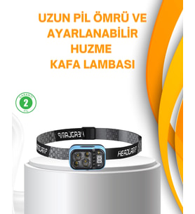 Su Geçirmez Led Kafa Lambası 53 Çalışma Modu Güç Ekranlı