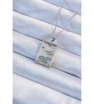 316L Çelik Zincir Gümüş Renk Zirkon Taşlı Ay Figürlü Tarot Kolye 5886 - GLST2669-4267