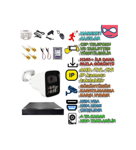 XMPro 1 KAMERALI 6 WARM LEDLİ 5MP 3.6 SONY LENS GECE RENKLİ GÖSTEREN METAL KASA GÜVENLİK KAMERA SETİ