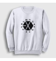 Presmono Unisex Beyaz Symbols Logo Exo Sweatshirt 61822tt (Beyaz)