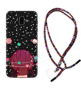 Samsung J6 Plus J7 Prime J7 Pro M20 Kılıf Boyun Asklı Rasta Silikon Space Woman 1311
