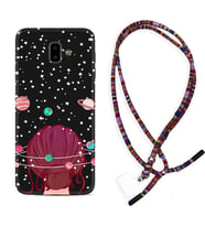 Samsung J6 Plus J7 Prime J7 Pro M20 Kılıf Boyun Asklı Rasta Silikon Space Woman 1311