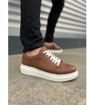 Boost Bağcıklı Deri Erkek Günlük Sneaker Ayakkabı - Taba Beyaz (Taba-Beyaz)