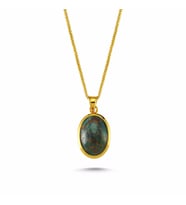Özel Tasarım Altın Kolye Yeşil Lapis Taşlı 14K Gold