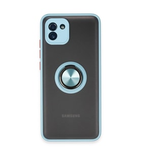 Samsung Galaxy A03 Kılıf Montreal Yüzüklü Silikon Kapak - Buz Mavi