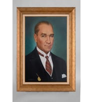 Altın Varaklı Çerçeveli Paspartulu Atatürk Tablo a575 (Gold)