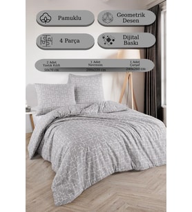 4 Parça Çift Kişilik Nevresim Takımı Dijital Baskı Carel Model