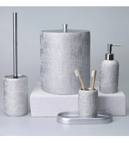 By Selim Natural Gümüş 5 Parça Polyester Banyo Seti
