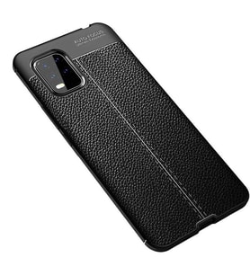 Xiaomi Mi 10 Lite Kılıf Deri Tarzı Niss Silikon Case (Siyah)