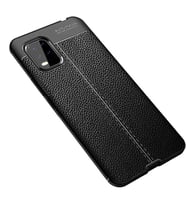 Xiaomi Mi 10 Lite Kılıf Deri Tarzı Niss Silikon Case (Siyah)