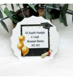 30 Adet Üniversite veya Lise Temalı Ahşap Magnet Mezuniyet Hatırası-