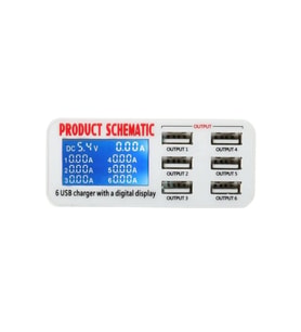 Çoklu USB Şarj Cihazı, Ekranlı Volt ve Amper Göstergeli