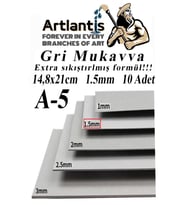 A5 Mukavva Gri 1.5 mm 10 Adet 1 Paket 14,8x21 cm A-5 Mukavva 1,5 mm Kalınlığında A-5 Mukavva