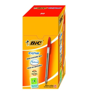 Bic Cristal Medium Kırmızı Tükenmez Kalem (50 li Kutu)