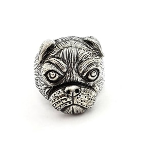 Bulldog gümüş tasarım erkek yüzük