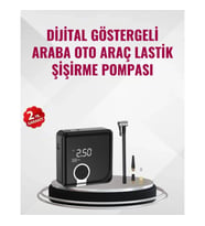 Mey İthalat® Kompakt Tasarımlı LED Işıklı Taşınabilir Hava Kompresörü