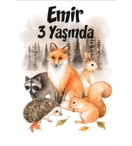Orman Hayvanları Temalı Doğum Günü Afişi -2 35X50 cm