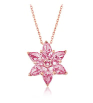 Gümüş Rose Pembe Lotus Çiçeği Kolye