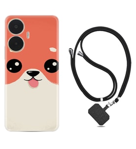 Realme C55 Kılıf Silikon Boyun Askılı İpli Desenli Silikon Sevimli Köpek 1731