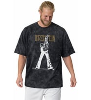 Tasarım Led Zeppelin Rock Metal Müzik Grubu Baskılı Unisex Oversize Vintage Yıkamalı Tişört