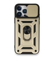 Iphone 15 Kılıf Pars Lens Yüzüklü Silikon - Gold