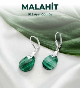 Luxtone Sertifikalı Malahit 925 Ayar Gümüş Küpe Kadın Takı LX0430KP