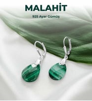 Luxtone Sertifikalı Malahit 925 Ayar Gümüş Küpe Kadın Takı LX0430KP