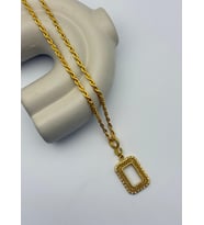 22k Altın Kaplama Şık Taşlı Çerçeveli Gramlık Kolye - 26grm17 (Gold)