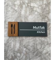 Wooden Serisi Mutfak Departman Kapı Isimliği Yönlendirme Levhası