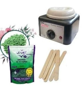 Sira Sir Ağda Isıtıcı Makine + Vi-Vet Granül Boncuk Ağda 250 G + Spatula x 5