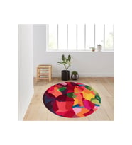 Eliana Home Baskılı, Yıkanabilir Kaymaz Taban Yuvarlak Halı LNA7281 120x120 cm (Kırmızı)