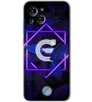 Reeder S23 Pro Max Kılıf HD Desen Baskılı Arka Kapak - Dark Neon Yaprak G Harfi