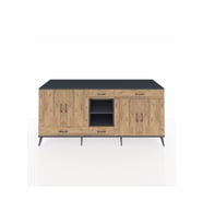 Kronos Konsol 5 Raflı 4 Çekmeceli 4 Kapaklı 220x59x99 Antrasit-Çam/Çam
