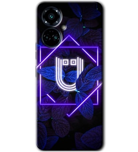 Tecno Camon 19 Pro Kılıf HD Desen Baskılı Kılıf - Dark Neon Yaprak Ü Harfi
