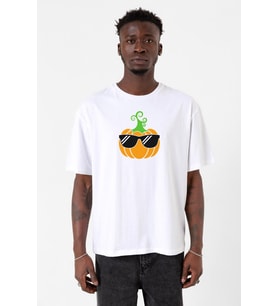 Cool Pumpkin Beyaz Erkek Oversize Tshirt