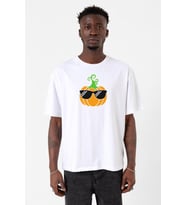 Cool Pumpkin Beyaz Erkek Oversize Tshirt