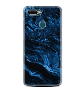 Oppo A5S A15 A16 A54 A55 A73 A74 Kılıf Desemli Silikon Blue MArble 1379