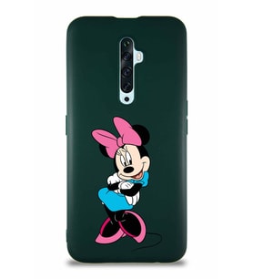Oppo Reno 2Z Soft Premier Kapak Minnie Mouse-D Tasarımlı Silikon Kılıf - Yeşil (Şeffaf)