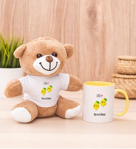 Kişiye Özel Sevimli Limonlar Peluş Ayı ve Sarı Kupa