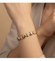 STİL İNCİSİ/ XUPING JEWELRY İKİLİ KALPLİ ZİRKON TAŞLI BİLEKLİK (Altın)