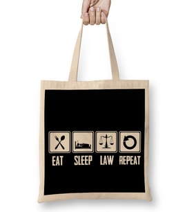 Eat Sleep Law Repeat School Lawyer Gift 01 Bez Çanta Uzun Saplı