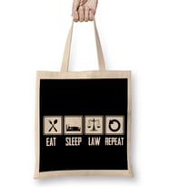 Eat Sleep Law Repeat School Lawyer Gift 01 Bez Çanta Uzun Saplı