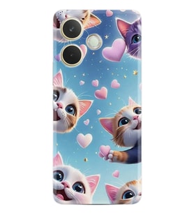 Oppo A5 Pro 5G Kılıf Boutique Baskılı Resimli Kalp ve Kedi Pcode -035