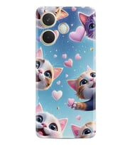 Oppo A5 Pro 5G Kılıf Boutique Baskılı Resimli Kalp ve Kedi Pcode -035