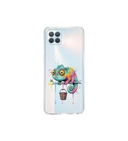 Oppo Reno 4 Lite ile Uyumlu Splash Bukalemun Tasarımlı Şeffaf Silikon Kılıf