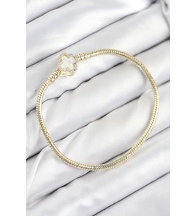 Tegan Pirinç Charm Zirkon Taşlı Yonca Model Gold Renk Kadın Bileklik TG27BB7806