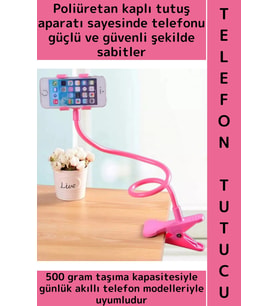 Dayanıklı Spiral Gövdeli Güçlü Güvenli Tutuş Oynar Başlıklı Çok Şık Estetik Akrobat Telefon Tutucu