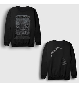 Presmono Unisex Siyah The Black Album Metallica Sırt Baskılı Sweatshirt 518031tt
