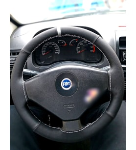 DİKİŞLİ DİREKSİYON KILIFI NUBUK NOKTALI DERİ GRİ YÜZÜK GRİ DİKİŞLİ FIAT ALBEA İÇİN