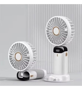 Mini El Fanı 5 Kademeli Dijital Led Göstergeli Boyun Askılı Mini Klima Vantilatör Beyaz (Beyaz)